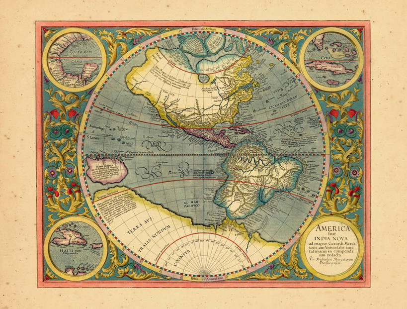 无人,横图,地图,历史,南美,古董,北美,彩图