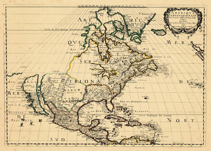 无人,横图,地图,历史,古董,北美,彩图