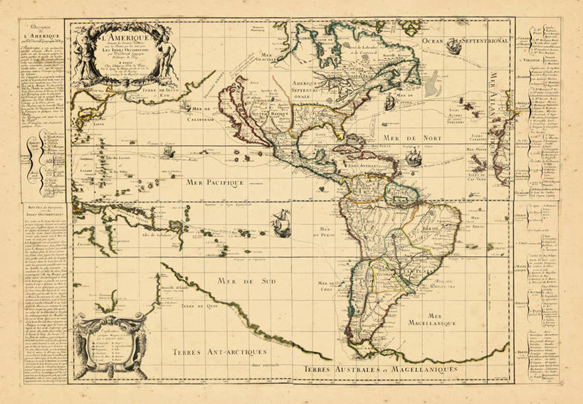 无人,横图,地图,世界地图,历史,南美,古董,北美,彩图