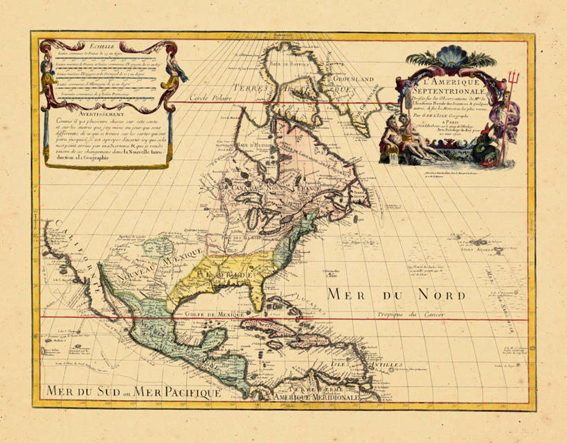 无人,横图,地图,历史,古董,北美,彩图