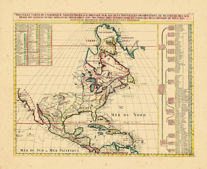 无人,横图,地图,历史,古董,北美,彩图