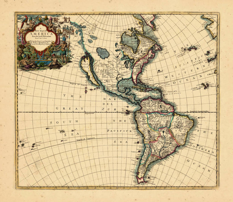 无人,横图,地图,美国,历史,南美,古董,北美,彩图