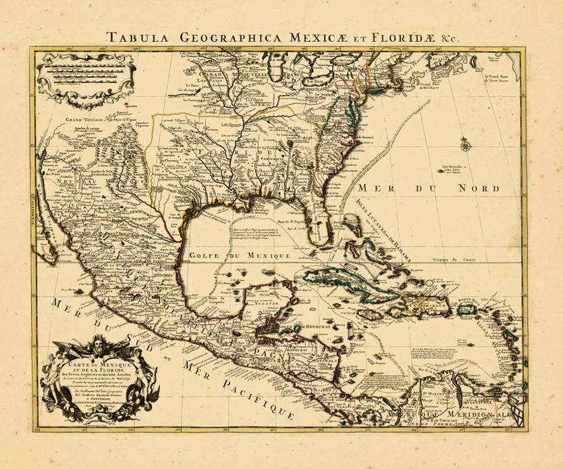 无人,横图,地图,历史,古董,北美,彩图