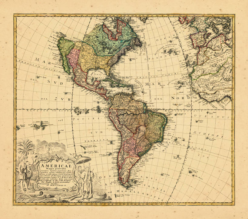 无人,横图,地图,历史,南美,古董,北美,彩图