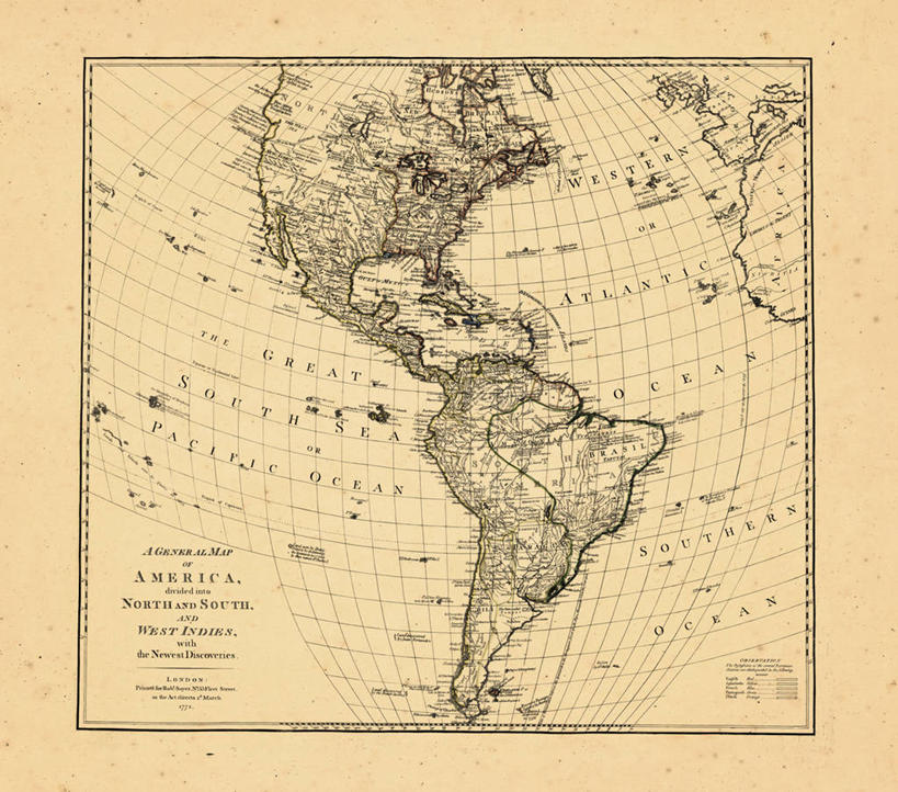无人,横图,地图,历史,南美,古董,北美,彩图