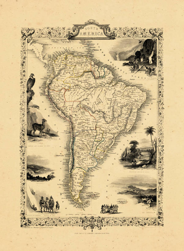 无人,竖图,地图,历史,南美,古董,彩图