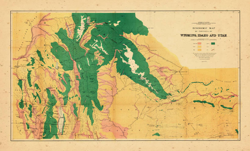 无人,横图,地图,历史,古董,北美,怀俄明,犹他,彩图