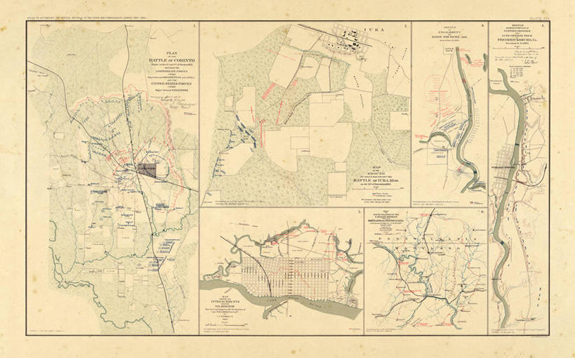无人,横图,地图,历史,古董,北美,阿肯色州,维吉尼亚,内战,彩图