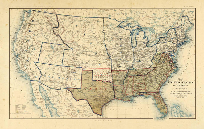 无人,横图,地图,历史,古董,北美,内战,彩图