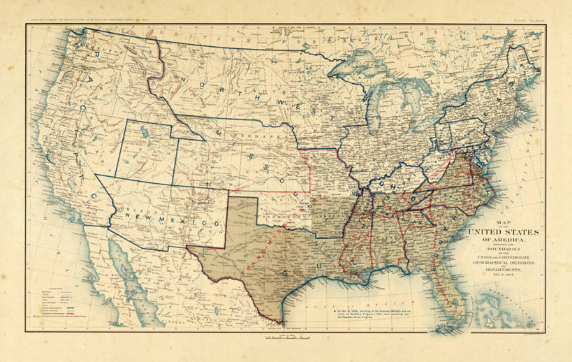 无人,横图,地图,历史,古董,北美,彩图