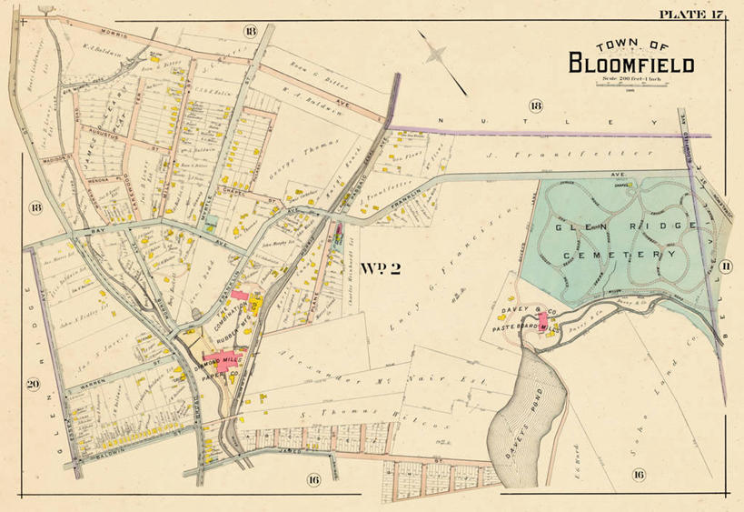 无人,横图,地图,城镇,历史,墓地,古董,新泽西,彩图,地图学