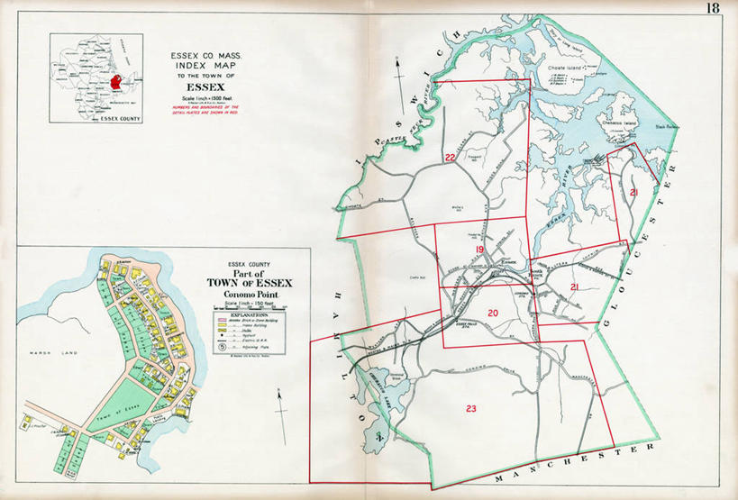 无人,横图,地图,城镇,历史,古董,马萨诸塞,埃塞克斯郡,彩图,地图学