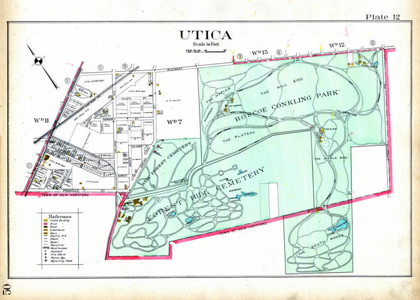 无人,横图,地图,城镇,历史,墓地,古董,纽约州,彩图,地图学