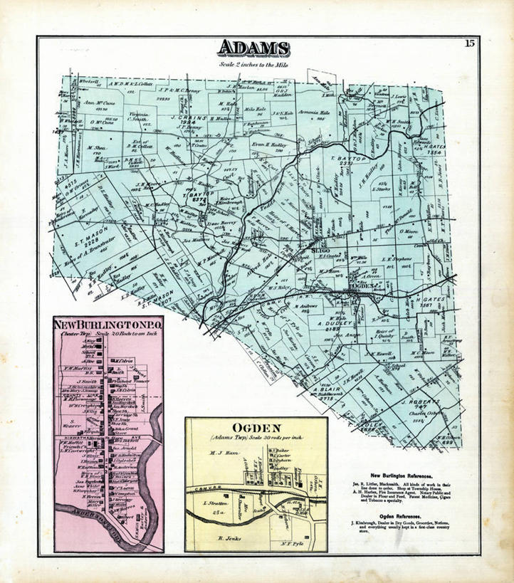 无人,竖图,地图,历史,古董,俄亥俄州,奥格登,亚当斯,彩图,地图学