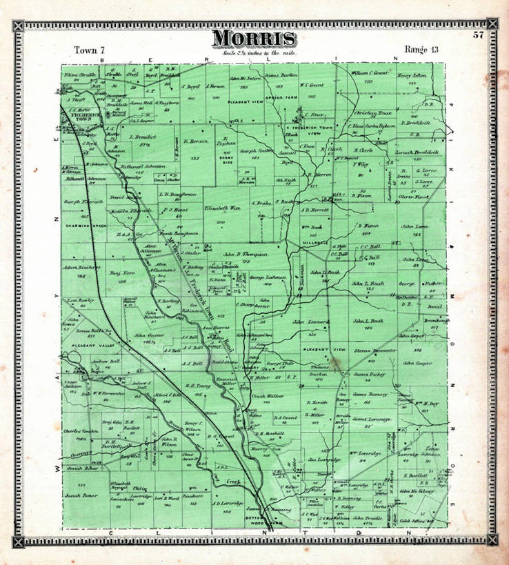 无人,竖图,地图,历史,古董,俄亥俄州,莫里斯,彩图,地图学