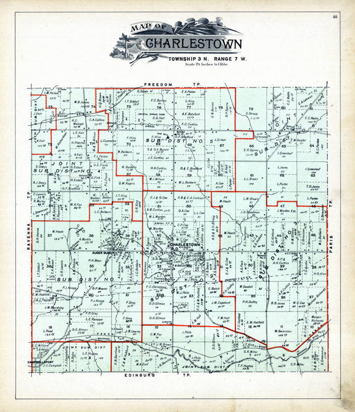 无人,竖图,地图,历史,古董,俄亥俄州,查尔斯顿,彩图,地图学