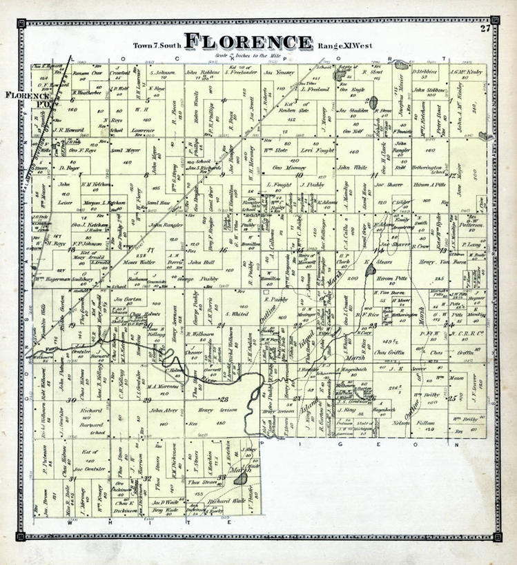 无人,竖图,地图,佛罗伦萨,美国,历史,古董,北美,北美洲,美洲,北亚美利加洲,亚美利加洲,密歇根,密歇根州,貂熊州,狼獾之州,狼獾州,彩图,美利坚合众国,地图学