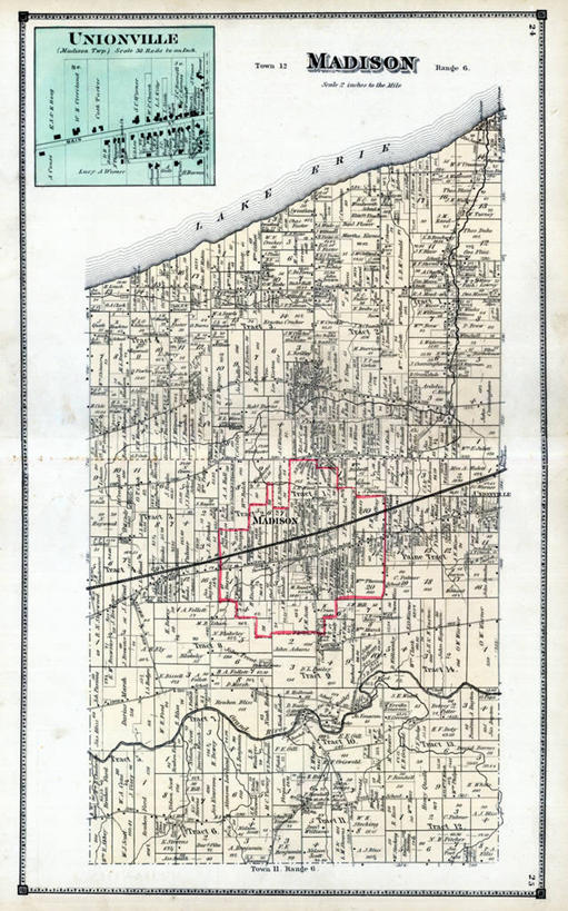 无人,竖图,地图,历史,古董,俄亥俄州,麦迪逊,彩图,地图学