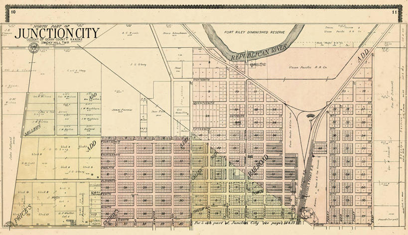 无人,横图,地图,城镇,北,历史,古董,堪萨斯,彩图,地图学