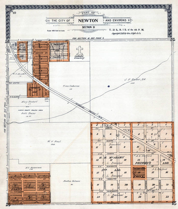 无人,竖图,地图,城镇,历史,古董,堪萨斯,牛顿,彩图,地图学