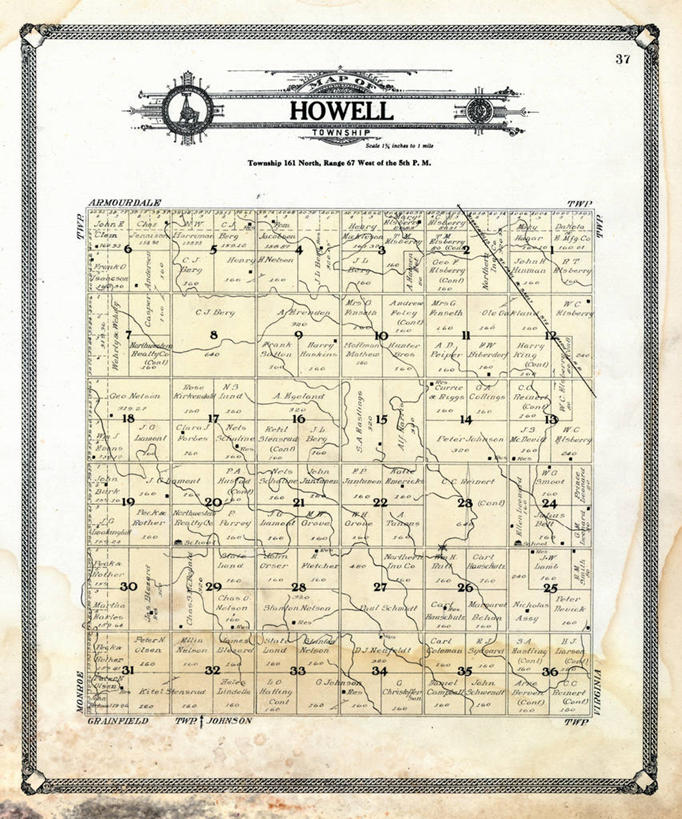 无人,竖图,地图,历史,古董,北达科他州,彩图,地图学