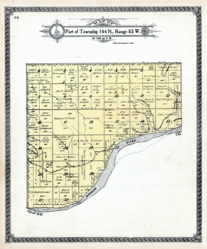 无人,竖图,地图,历史,古董,北达科他州,密苏里河,彩图,地图学