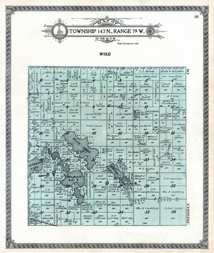 无人,竖图,智慧,地图,历史,古董,北达科他州,彩图,蓝湖,地图学