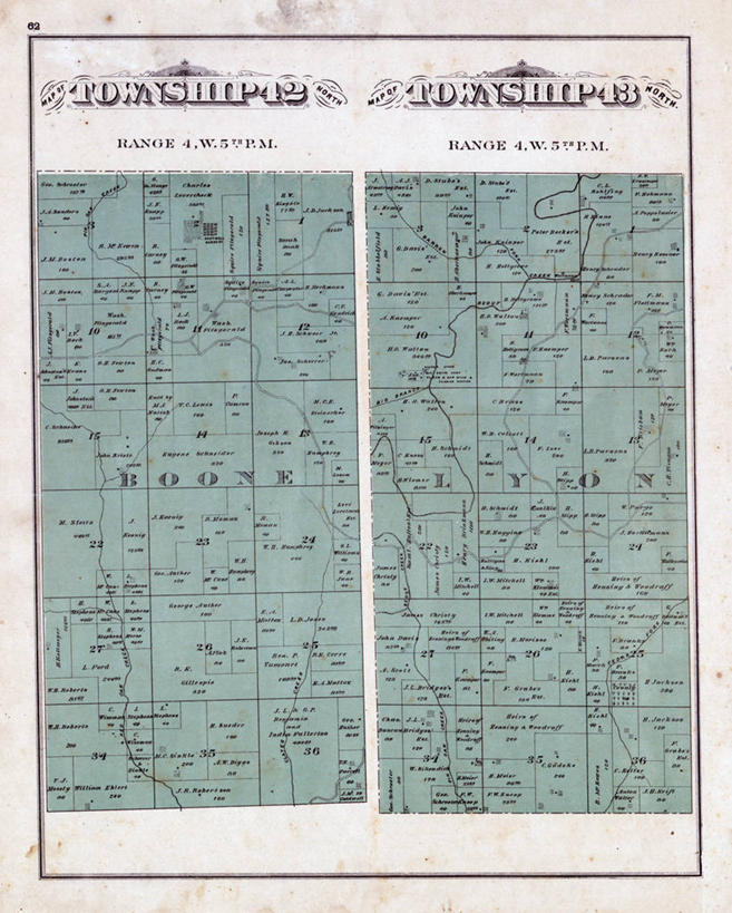 无人,竖图,地图,历史,古董,里昂,密苏里,彩图,地图学
