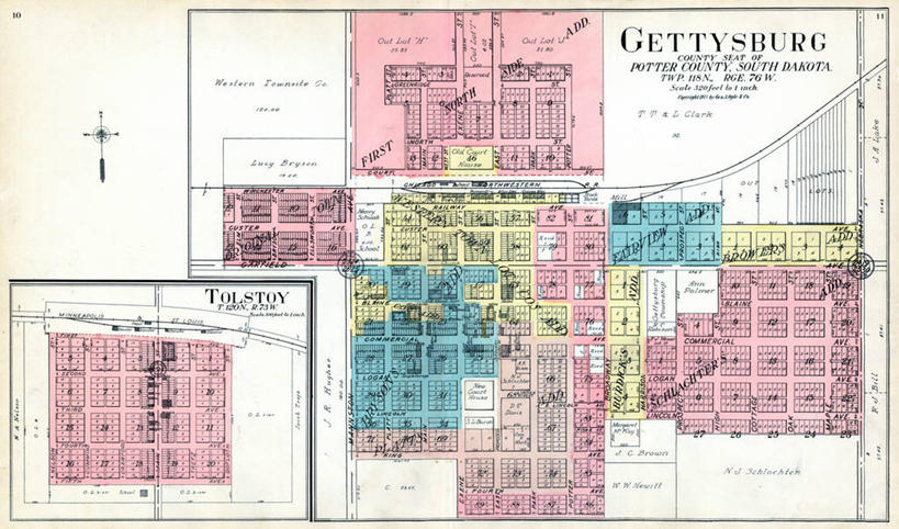 无人,横图,地图,城镇,历史,古董,南达科他州,盖兹堡,彩图,地图学