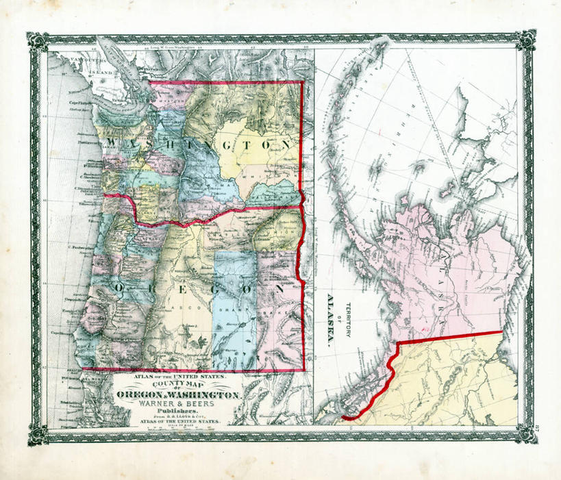 无人,横图,地图,历史,古董,俄勒冈州,伊利诺斯州,彩图,地图学