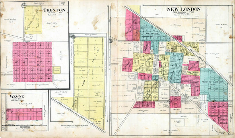 无人,横图,地图,城镇,历史,古董,新伦敦,彩图,地图学,爱荷华