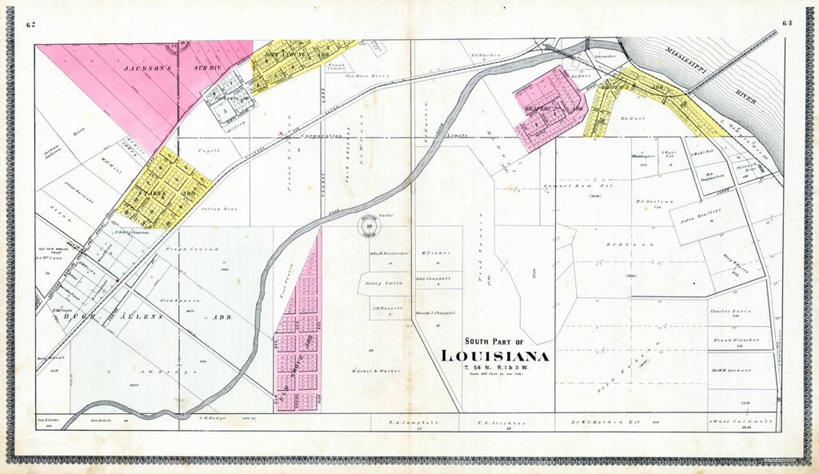 无人,横图,地图,城镇,历史,古董,路易斯安那州,密苏里,彩图,地图学
