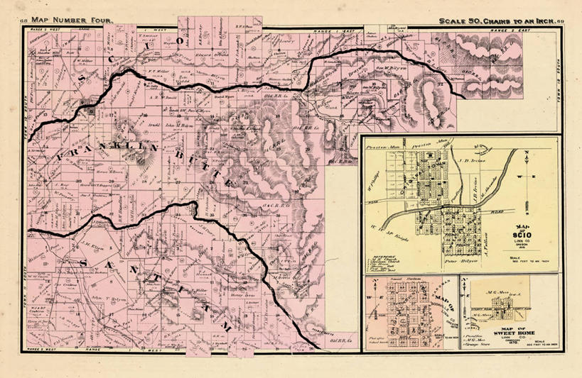 无人,横图,地图,历史,古董,俄勒冈州,彩图,地图学