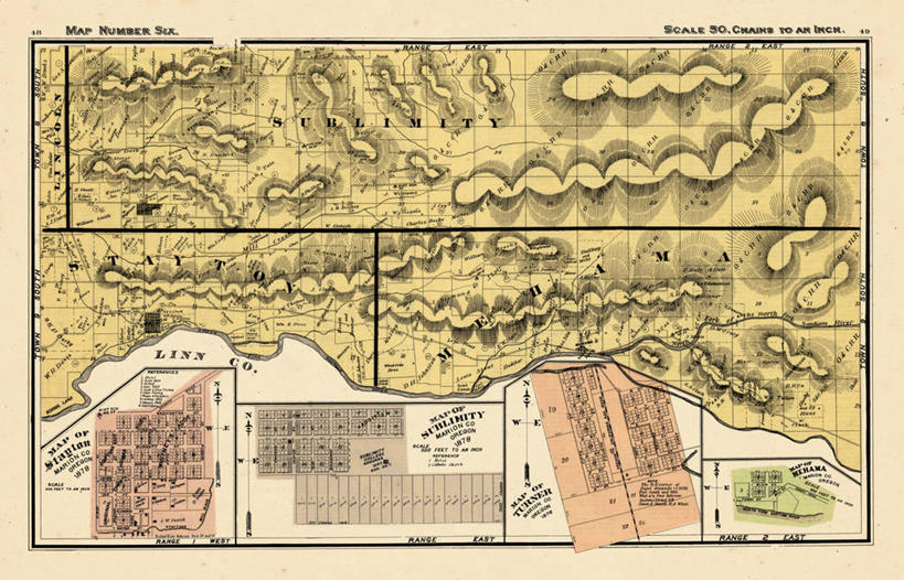 无人,横图,地图,历史,古董,俄勒冈州,彩图,地图学