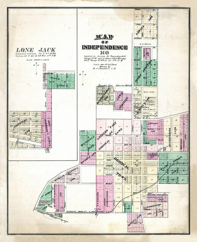 无人,竖图,地图,城镇,历史,独立,古董,密苏里,彩图,地图学