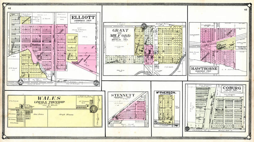 无人,横图,地图,城镇,历史,山楂树,古董,彩图,地图学,爱荷华