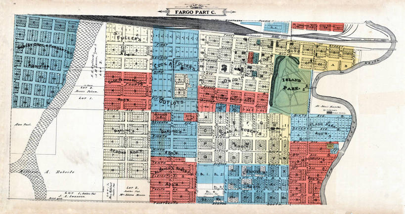 无人,横图,地图,城镇,历史,古董,北达科他州,法哥,彩图,地图学