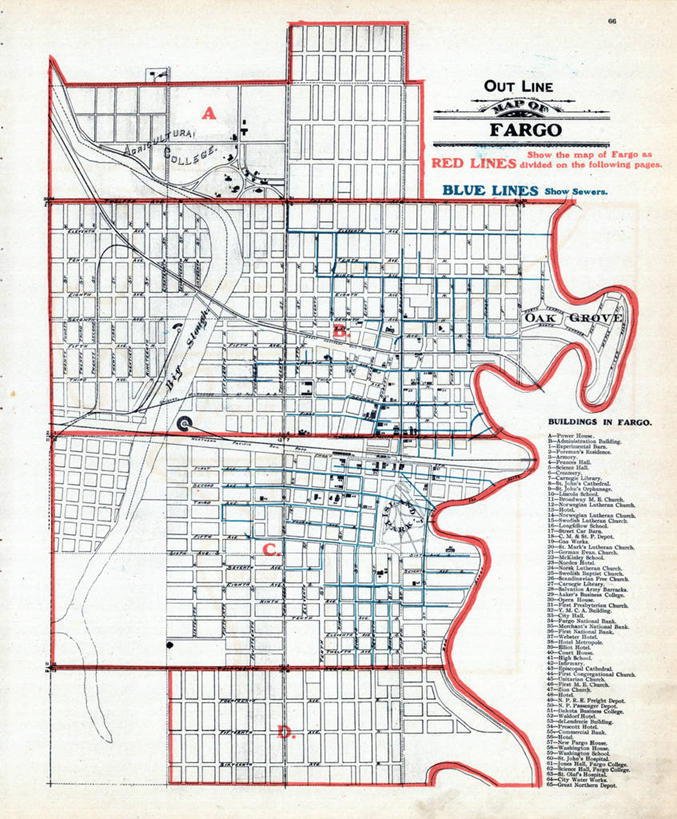 无人,竖图,地图,城镇,历史,古董,北达科他州,法哥,彩图,地图学