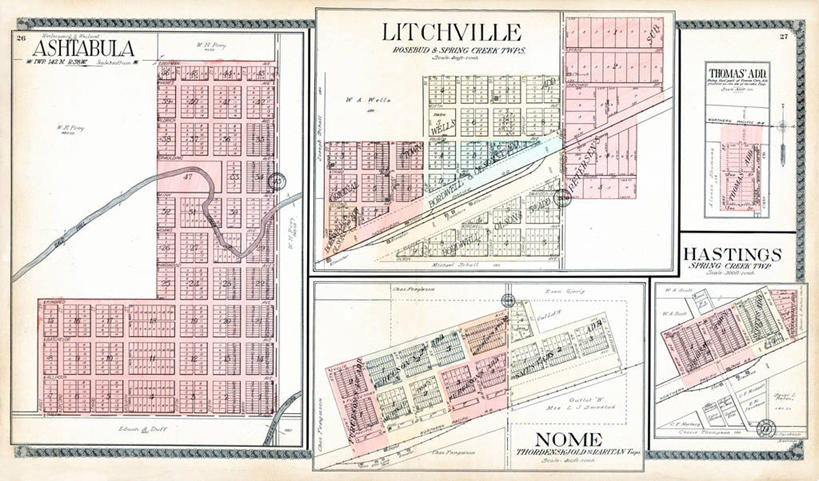无人,横图,地图,城镇,历史,古董,北达科他州,黑斯廷斯,彩图,地图学