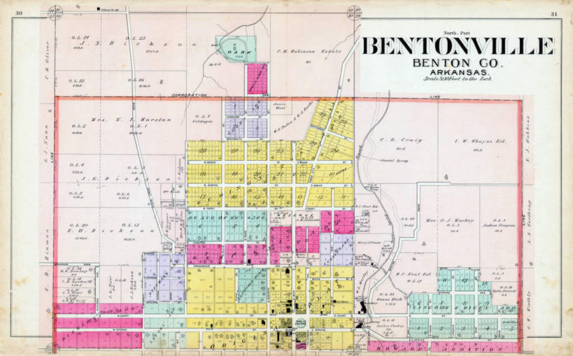 无人,横图,地图,城镇,历史,古董,阿肯色州,彩图,地图学