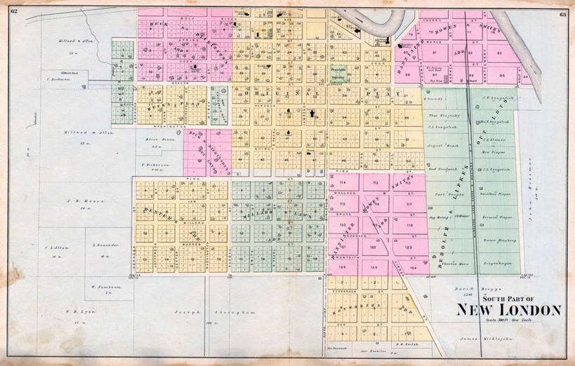 无人,横图,地图,城镇,历史,古董,威斯康星,新伦敦,彩图,地图学