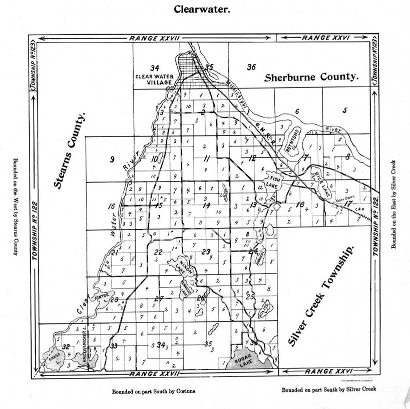 无人,方图,地图,历史,古董,明尼苏达,清水市,彩图,地图学