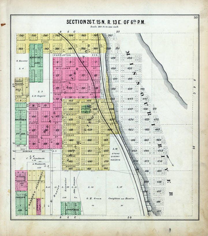 无人,竖图,地图,城镇,历史,古董,内布拉斯加,密苏里河,彩图,地图学,奥马哈