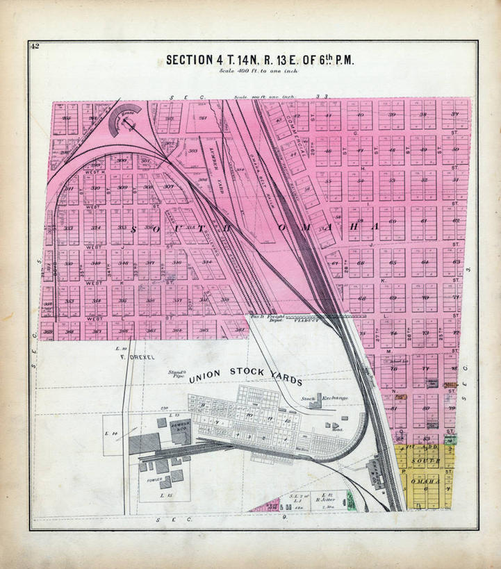 无人,竖图,地图,城镇,历史,古董,内布拉斯加,彩图,地图学,奥马哈