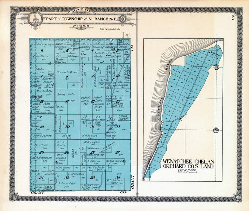 无人,横图,地图,城镇,历史,古董,华盛顿州,彩图,地图学