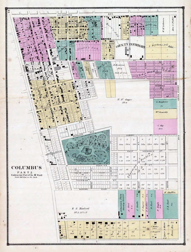 无人,公园,竖图,地图,城镇,历史,古董,俄亥俄州,彩图,地图学