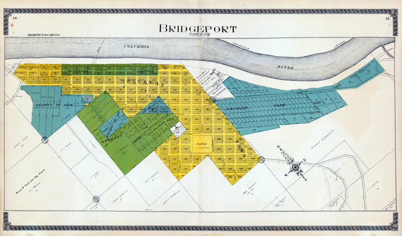 无人,横图,地图,历史,古董,华盛顿州,布里奇波特,彩图,地图学