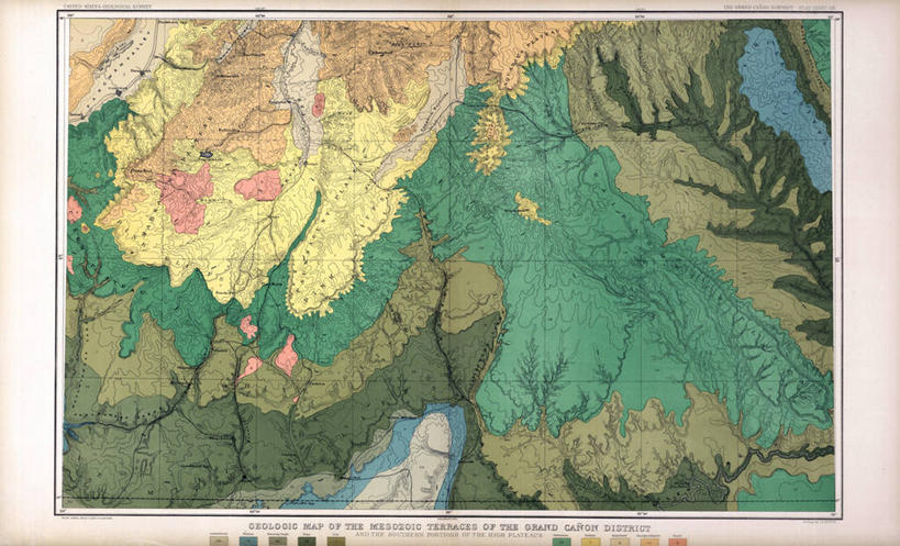 无人,横图,地图,历史,大峡谷,古董,亚利桑那,大峡谷国家公园,彩图,地图学