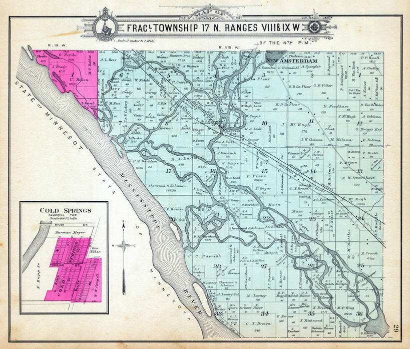 无人,横图,地图,城镇,历史,古董,密西西比河,威斯康星,彩图,地图学
