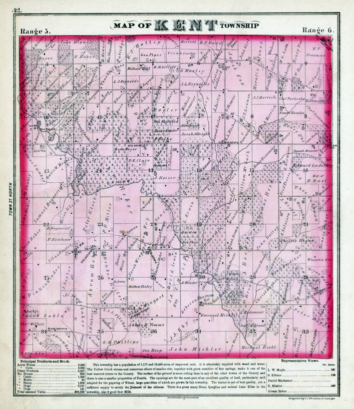 无人,竖图,地图,历史,古董,伊利诺斯州,肯特,彩图,地图学